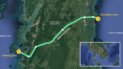 Map of Thailand's proposed land bridge project