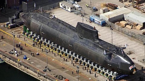 The Royal Navy nuclear-powered submarine HMS Astute as it nears completion at BAE Systems' Barrow-in-Furness facilities