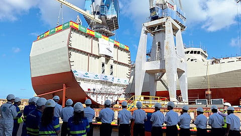 Laying of the keel of the future Neom, an Avante 2200 corvette of the Royal Saudi Naval Forces, May 8, 2026