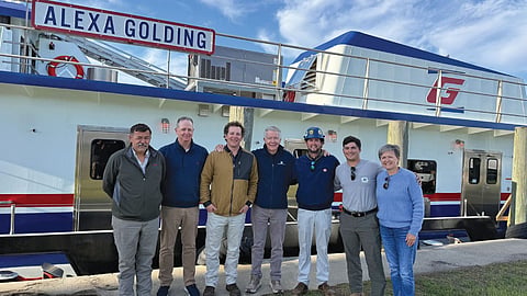 Representatives of Golding Barge Line and Steiner Shipyard at the delivery ceremony of the pusher tug Alexa Golding