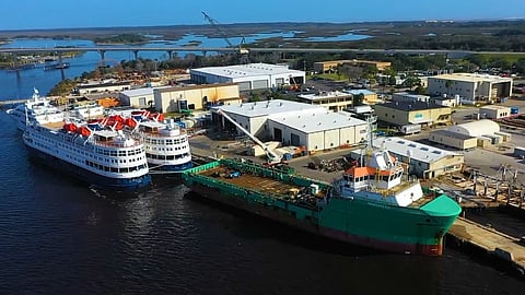 Vessels undergoing maintenance at BAE Systems Maritime Solutions Jacksonville