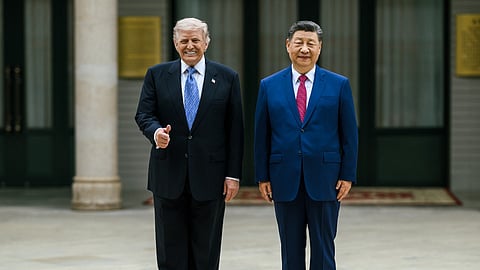 US President Donald Trump and Chinese President Xi Jinping during US-China talks in Beijing, May 2026.