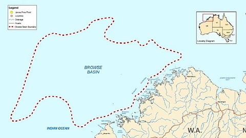 Map of Browse gas field, Australia