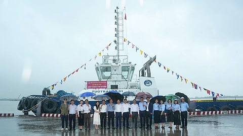 The new tug Tugtranco 01 at her Inauguration ceremony in the Port of Hai Phong