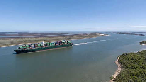 Entrance channel to Savannah harbour in Georgia