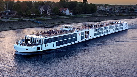 A Viking ship on the Rhine River