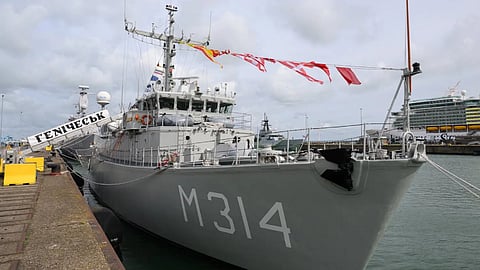 The Ukrainian Navy mine countermeasures vessel Henichesk during her handover ceremony, June 15, 2026