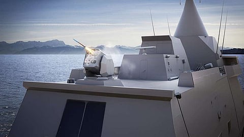 Concept render of Naval Group's new weapon launching system mounted on a warship