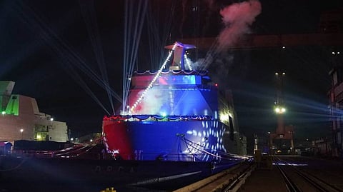 Launch ceremony of the future BRP Ilocos Norte, the Philippine Navy's third Tarlac-class landing platform dock, June 30, 2026