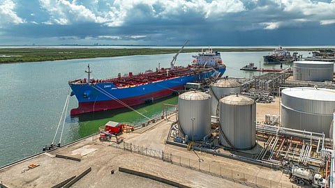 Ship pierside at BWC Terminals' facility in Channelview, Texas