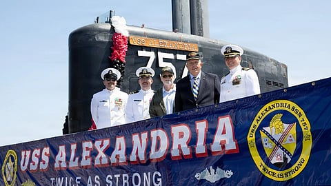 Inactivation ceremony for the US Navy Los Angeles-class attack submarine USS Alexandria at Naval Base Point Loma, California. The submarine was formally inactivated on June 29, 2026, the 35th anniversary of her commissioning.