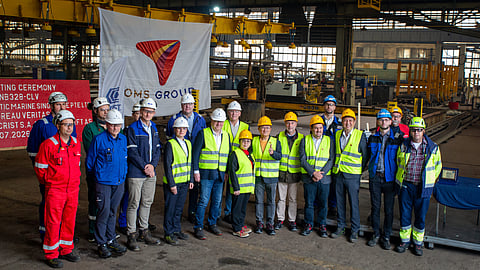 Steel-cutting ceremony for the OMS Group's new cable laying vessel CS Resilience, July 7, 2026