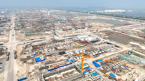 Huajin Aramco Petrochemical Company refinery under construction