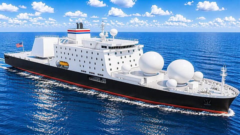 Rendering of a missile-range instrumentation vessel