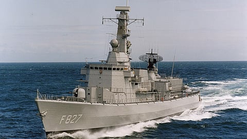 The Royal Netherlands Navy frigate HNLMS Karel Doorman underway. The frigate was acquired by Belgium in 2005 and was recommissioned in Belgian Navy service as Leopold I in 2007. She is still in service with the Belgian Navy as of July 22, 2026.