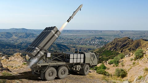 CoAspire RAACM-ER missile being fired from a ground launch vehicle