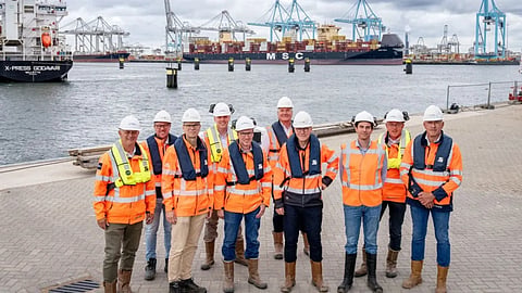 Project partner representatives following the completion of phase one of the Yangtze Canal widening works