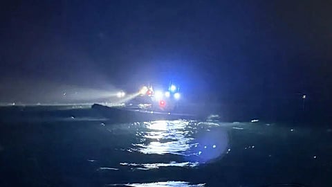 Rescue boats comb the waters of the Kattegat just off the Swedish coast for any sign of a recreational vessel that had been struck by the Norwegian-flagged cargo ship Misje Verde on the night of July 28, 2026.