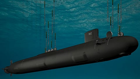 Artist's impression of a Virginia-class submarine fitted with a Virginia payload module