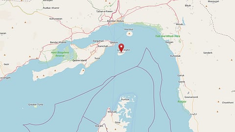 Location of Larak Island along the Strait of Hormuz