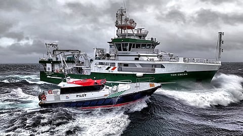 A Safehaven Marine pilot boat and the Marine Institute of Ireland's research vessel Tom Crean
