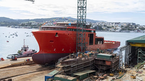 Launch of Østensjø Rederi's new offshore energy support vessel