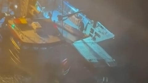 The response effort following the flooding on the fishing vessel Emily Rose as seen from a US Coast Guard MH-60 Jayhawk helicopter near Long Island, Alaska, September 10, 2026. Emily Rose was later towed to Kodiak and all four of her crew are reported safe.