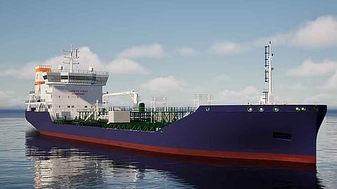 Rendering of a 12,000DWT chemical tanker