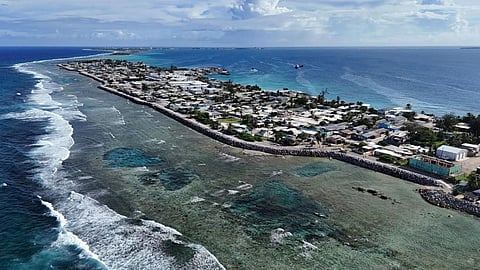 The completed seawall at Ebeye