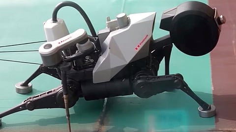 A four-legged robot designed to crawl across a ship's hull for welding, painting and other duties