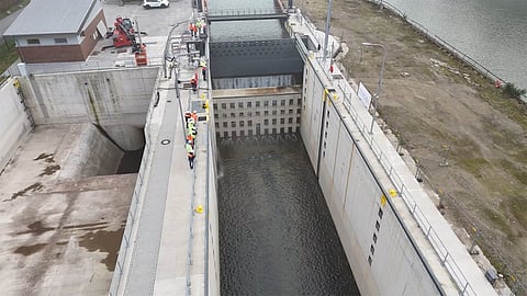 New Gleesen lock on the Dortmund-Ems Canal flooded