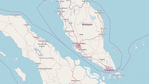 Map showing the Malacca and Singapore straits