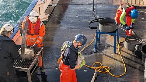 AWI research vessel Heincke undertaking research of munition dumping sites in the North Sea