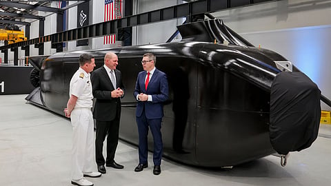 A Ghost Shark unmanned submarine at an Anduril manufacturing facility in Sydney, Australia