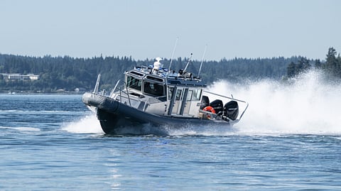 A Safe Boats 12-metre cabin patrol boat operated by US Customs and Border Protection