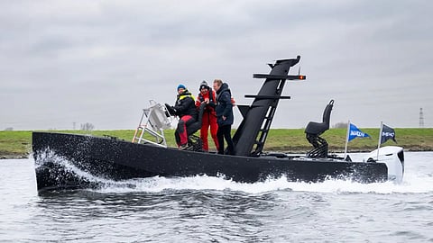 The prototype USV underway