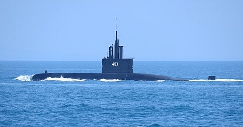 The Indonesian Navy submarine KRI Nagapasa underway, October 4, 2017. The submarine is a variant of the Chang Bogo-class originally built for the South Korean Navy by Daewoo Shipbuilding and Marine Engineering. (Photo: Indonesian Navy)