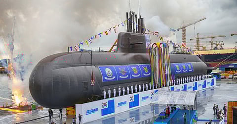 The launch ceremony for the future South Korean attack submarine ROKS Dosan Ahn Changho (Photo: DSME)
