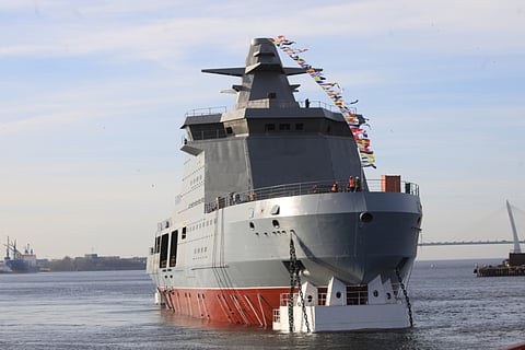 Russian icebreaking patrol ship Ivan Papanin launched