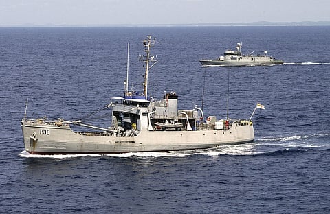 The Ghana Navy patrol ships GNS Anzone (front) and GNS Achimota (Photo: US Air Force/Master Sergeant Steve Faulisi)