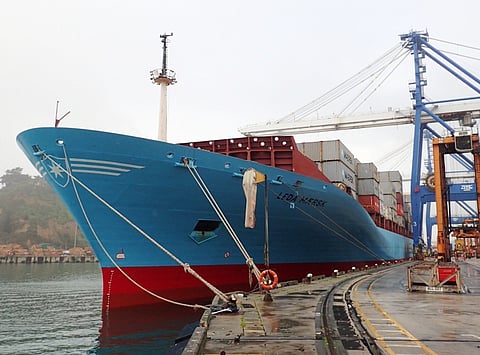 Leda Maersk at dock in Port Chalmers (Photo: TAIC)