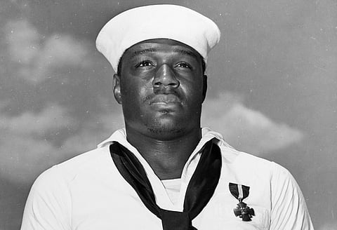 Mess Attendant 3rd Class Doris "Dorie" Miller shortly after being awarded the Navy Cross in the aftermath of the attack on Pearl Harbor (Photo: US Navy)