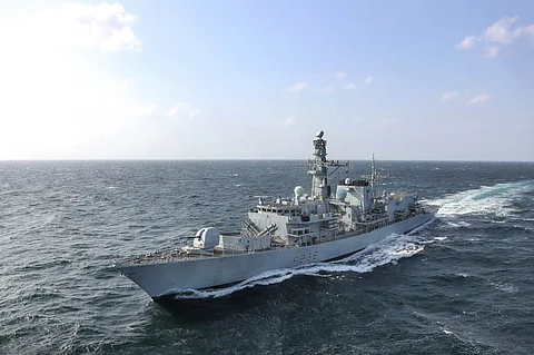 HMS Montrose carrying out duties, protecting British shipping in the Gulf