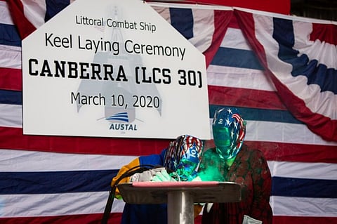 Keel laid for US Navy littoral combat ship Canberra