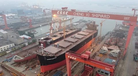 World’s largest wood chip carrier launched in China