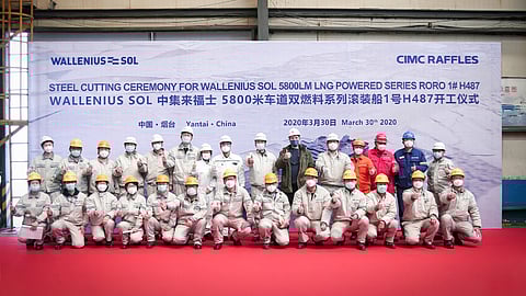 First steel cut for world’s largest LNG-powered Ro-Ro ship