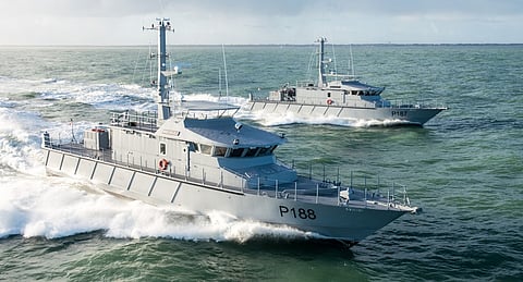 The Nigerian Navy 35-metre fast patrol boats NNS Ekulu (foreground) and NNS Nguru (Photo: OCEA)
