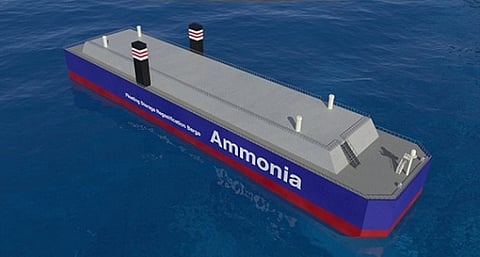 Rendering of an ammonia floating storage and regasification barge (Photo: NYK Line)
