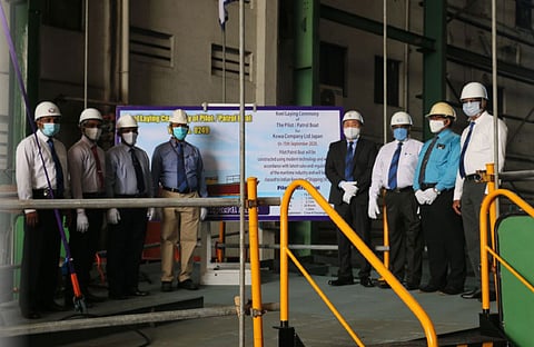 Colombo Dockyard lays keel of pilot/patrol boat for Japan’s Kowa