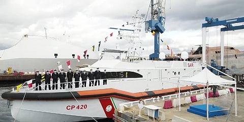 New Italian Coast Guard patrol vessel hits the water
